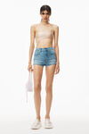 alexander wang hot shorts in stretch denim vintage light indigo