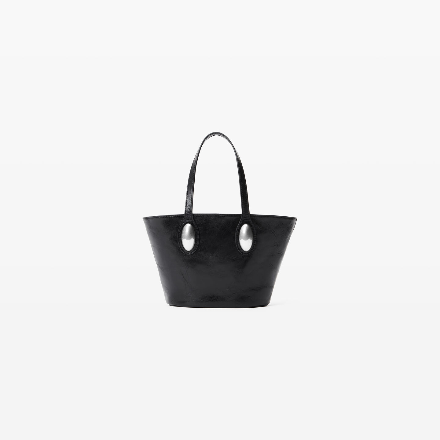 Shop Alexander Wang Dome Small Tote In Crackle Patent Leather In Black