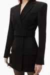 alexander wang belted blazer dress in wool tailoring black