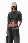 Alexander Wang washed black black cotton terry shrunken cardigan