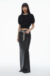 Alexander Wang black short sleeve tee in wool blend with crystal hotfix trim