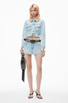 Alexander Wang bleach mid rise mini skort in comfort stretch denim
