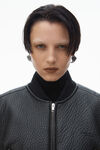 Alexander Wang black cropped bomber jacket in primal lambskin leather