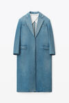 alexander wang tailored oversized denim long coat medium marbled indigo