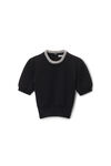 Alexander Wang black short sleeve tee in wool blend with crystal hotfix trim