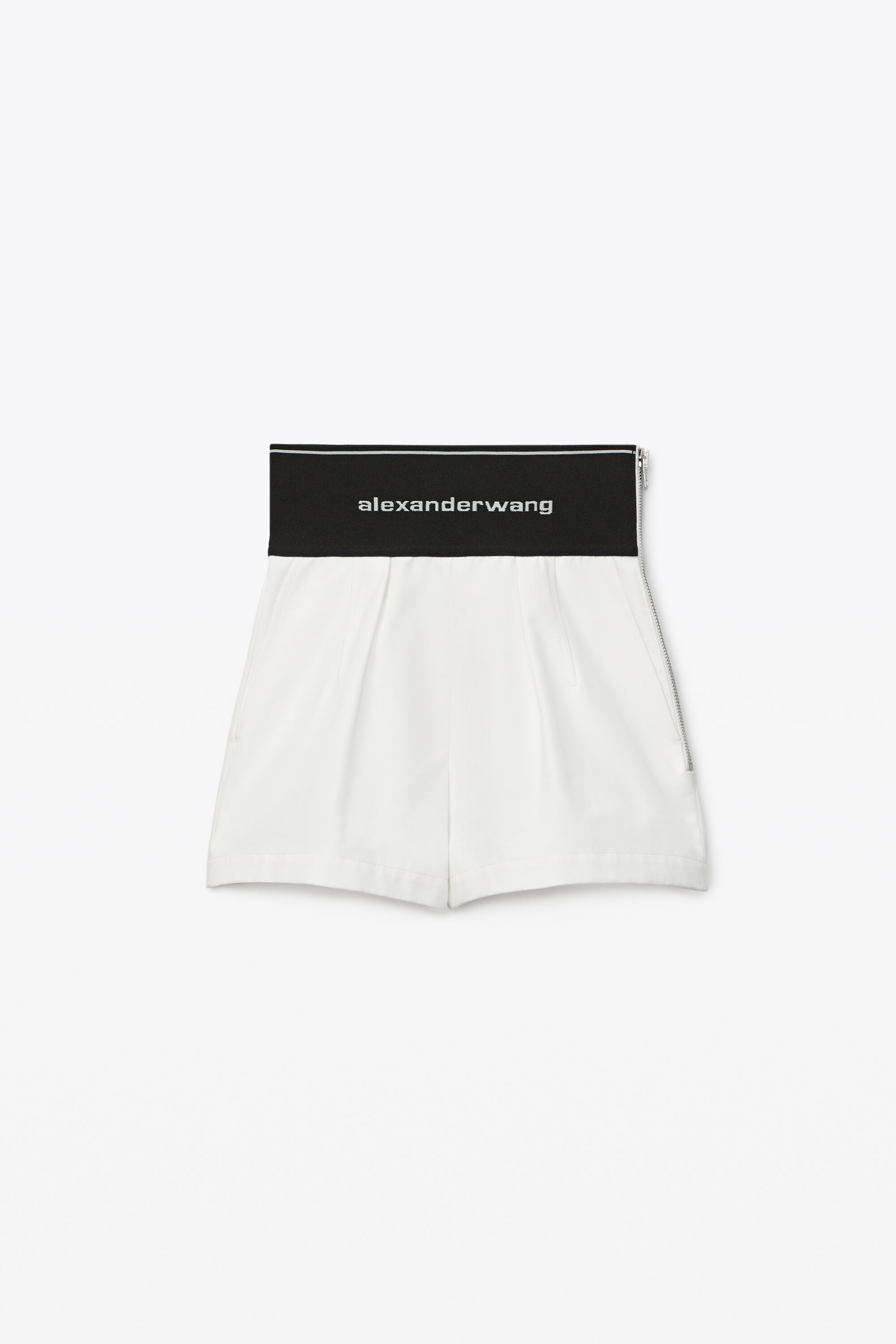 SAFARI SHORT IN COTTON TAILORING in SNOW WHITE bottom hem hits at upper thighs alexanderwang