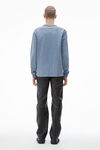 Alexander Wang washed vintage blue 棉质长袖闪光徽标t恤