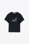 Alexander Wang black 黑色水晶烫钻和棉质徽标 t 恤