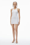 Alexander Wang white crystal hotfix racer tank loungewear minidress
