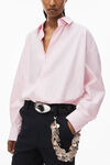 alexander wang 徽标棉质纽扣长袖男友风衬衫 light pink