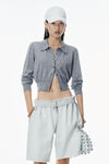 Alexander Wang heather grey high-frequency stacked logo cardigan in merino wool