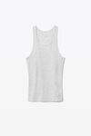 alexander wang racerback tank in ribbed cotton heather grey