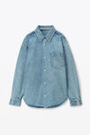alexander wang 牛仔布透明烫钻加大版型衬衫 vintage light indigo