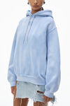 Alexander Wang washed pale blue puff logo hoodie in structured terry