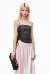 Alexander Wang black ruched cami top in crystal hotfix