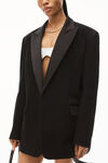 alexander wang double-breasted tuxedo blazer in denim washed black