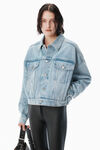 Alexander Wang vintage bleach blue regen indigo denim clip trucker jacket