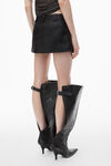 Alexander Wang black fitted skort with side slit in linen chintz