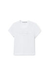 Alexander Wang white distressed logo shrunken tee in cotton jersey