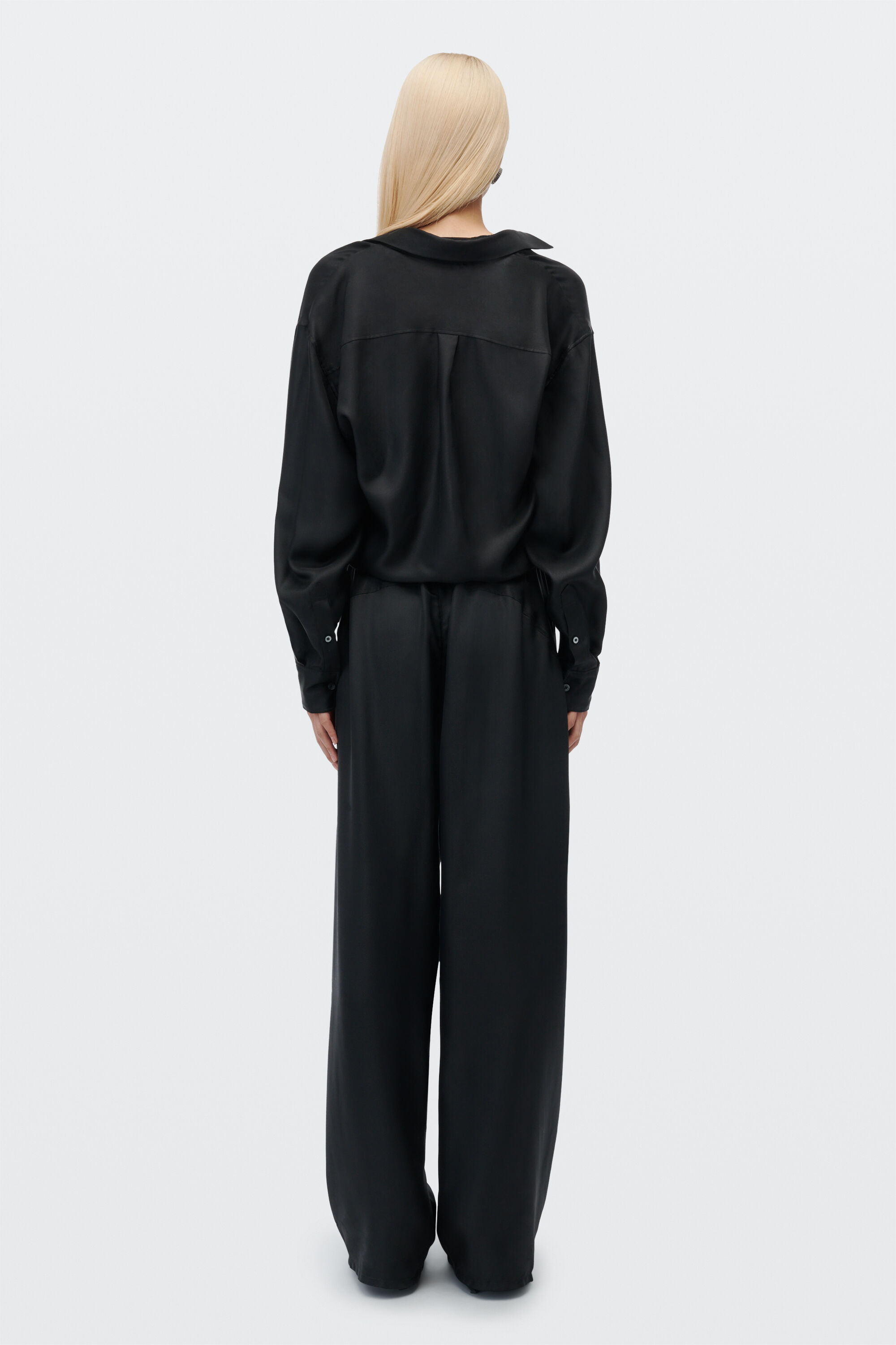 alexanderwang アレキサンダーワング SILK MID-RISE TRACK PANT BLACK