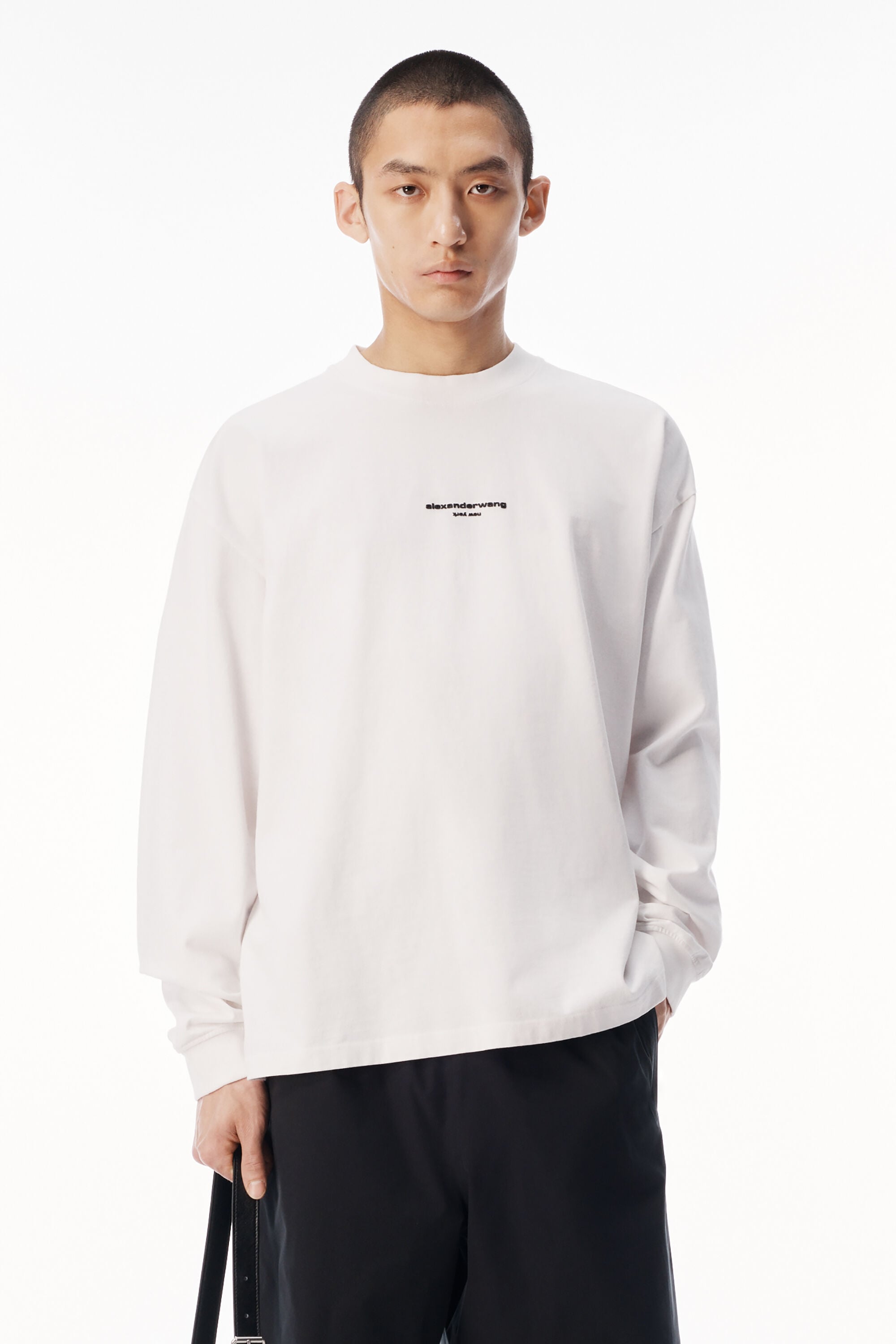 LOGO PRINT LONG SLEEVE TEE in WHITE | alexanderwang®