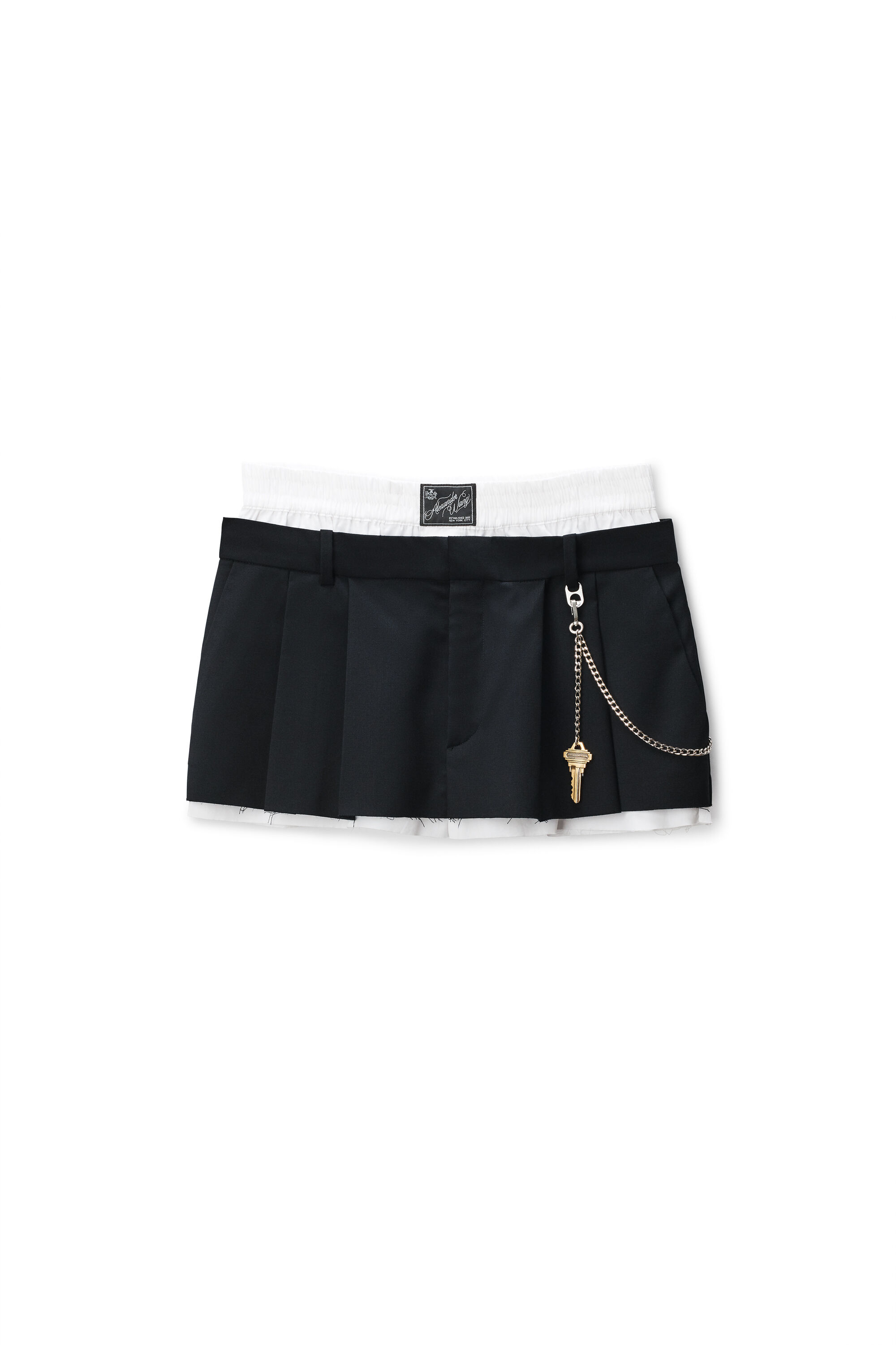 Black Pre-Styled Hardware Miniskirt in BLACK/WHITE | alexanderwang®