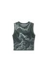 Alexander Wang black/clear crystal hotfix cloud-print tank in organza jersey