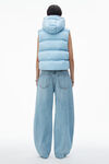 Alexander Wang oxford cropped hooded puffer vest with reflective logo