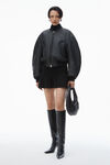Alexander Wang black cropped bomber jacket in primal lambskin leather