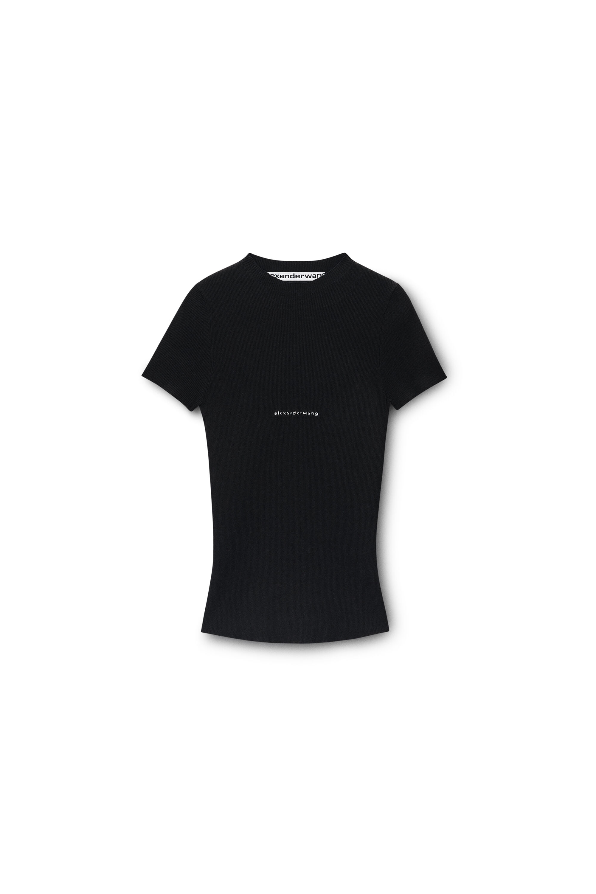 TEXTURED LOGO CREWNECK TOP in BLACK | alexanderwang®