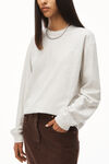 alexander wang long-sleeve tee in high twist jersey light heather grey