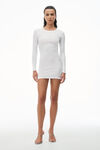 alexander wang 罗纹棉长袖圆领连衣裙 white