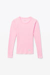 Alexander Wang light pink long-sleeve tee in ribbed cotton jersey