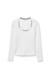 alexander wang logo jacquard top in stretch knit soft white