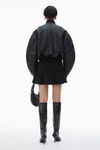 Alexander Wang black cropped bomber jacket in primal lambskin leather