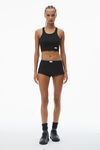 Alexander Wang black crystal hotfix cropped racer tank tee