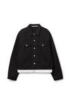 alexander wang logo trucker jacket in washed black denim washed black