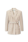 alexander wang belted blazer dress in wool tailoring feather