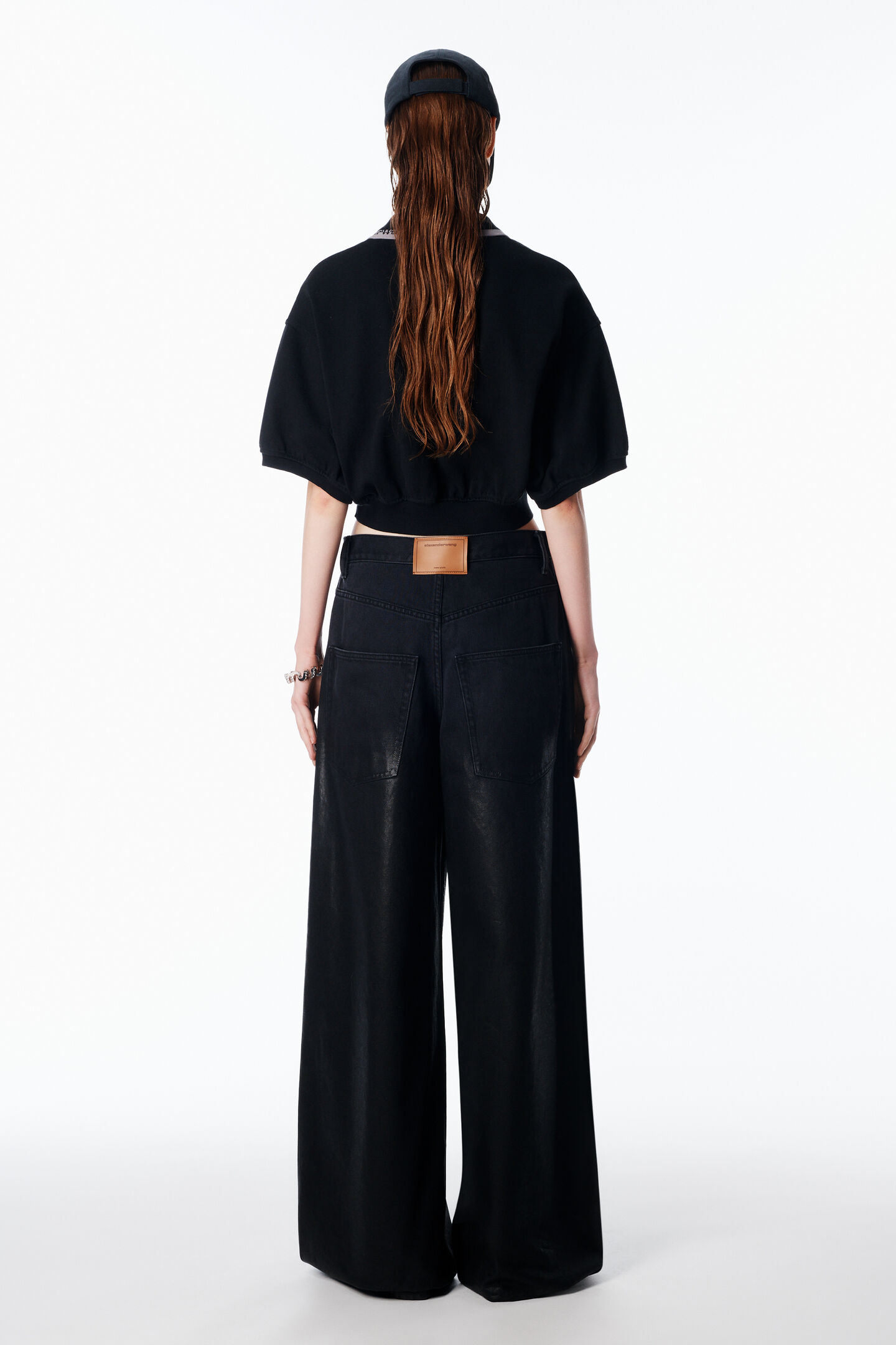Alexander Wang Women Cropped Cotton Polo Shirt In Black