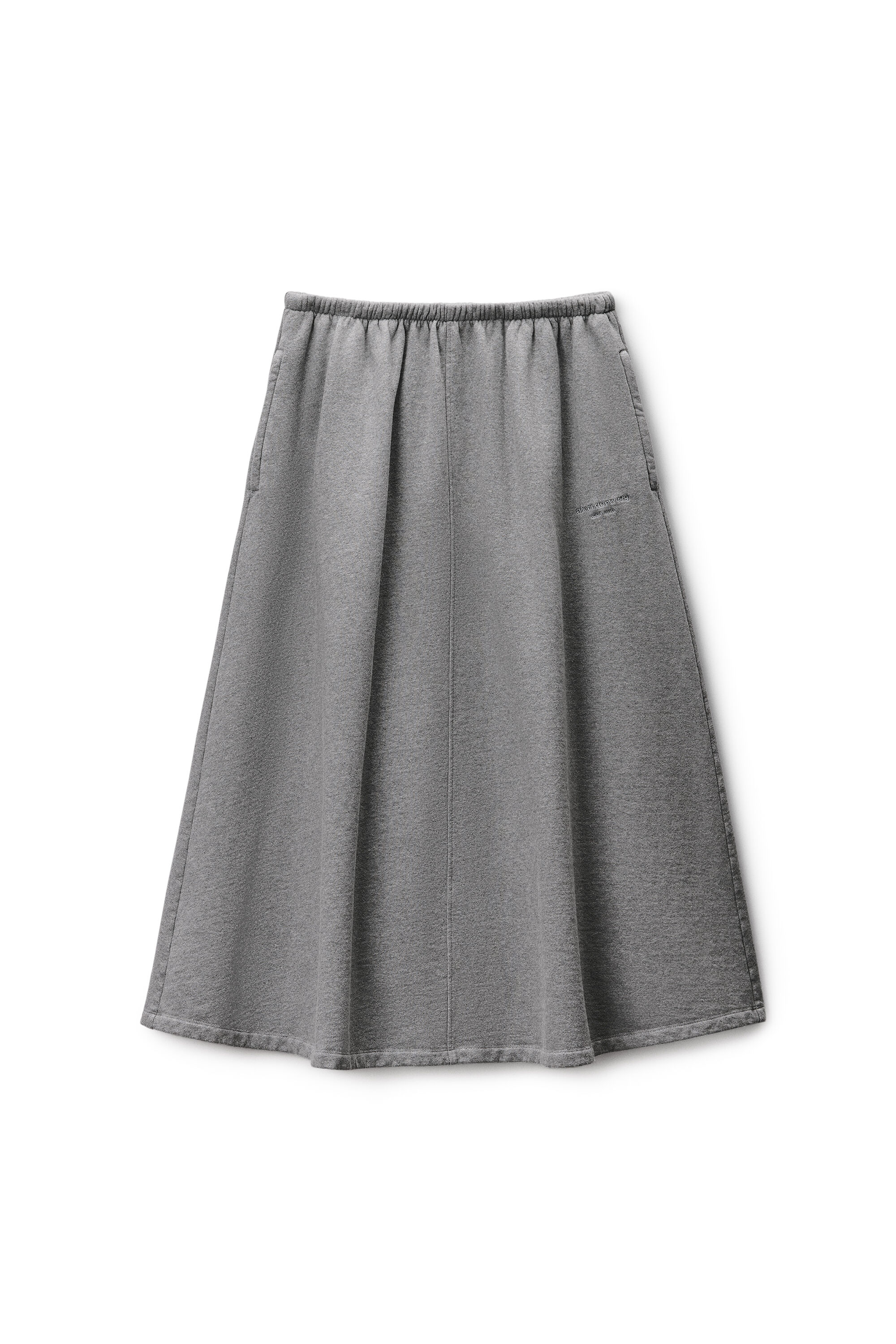 alexanderwang スカート Low-Rise Midi Circle Skirt in Cotton Terry in DARK HEATHER GREY