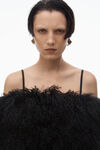 Alexander Wang black minidress with detachable mongolian lamb shearling