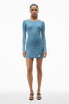 Alexander Wang washed blue langärmeliges loungewear-kleid aus gerippter baumwolle