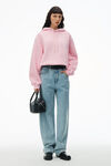 alexander wang puff logo hoodie in terry soft candy pink