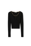 alexander wang 徽标铭牌美利奴羊毛 v 领套头衫 black