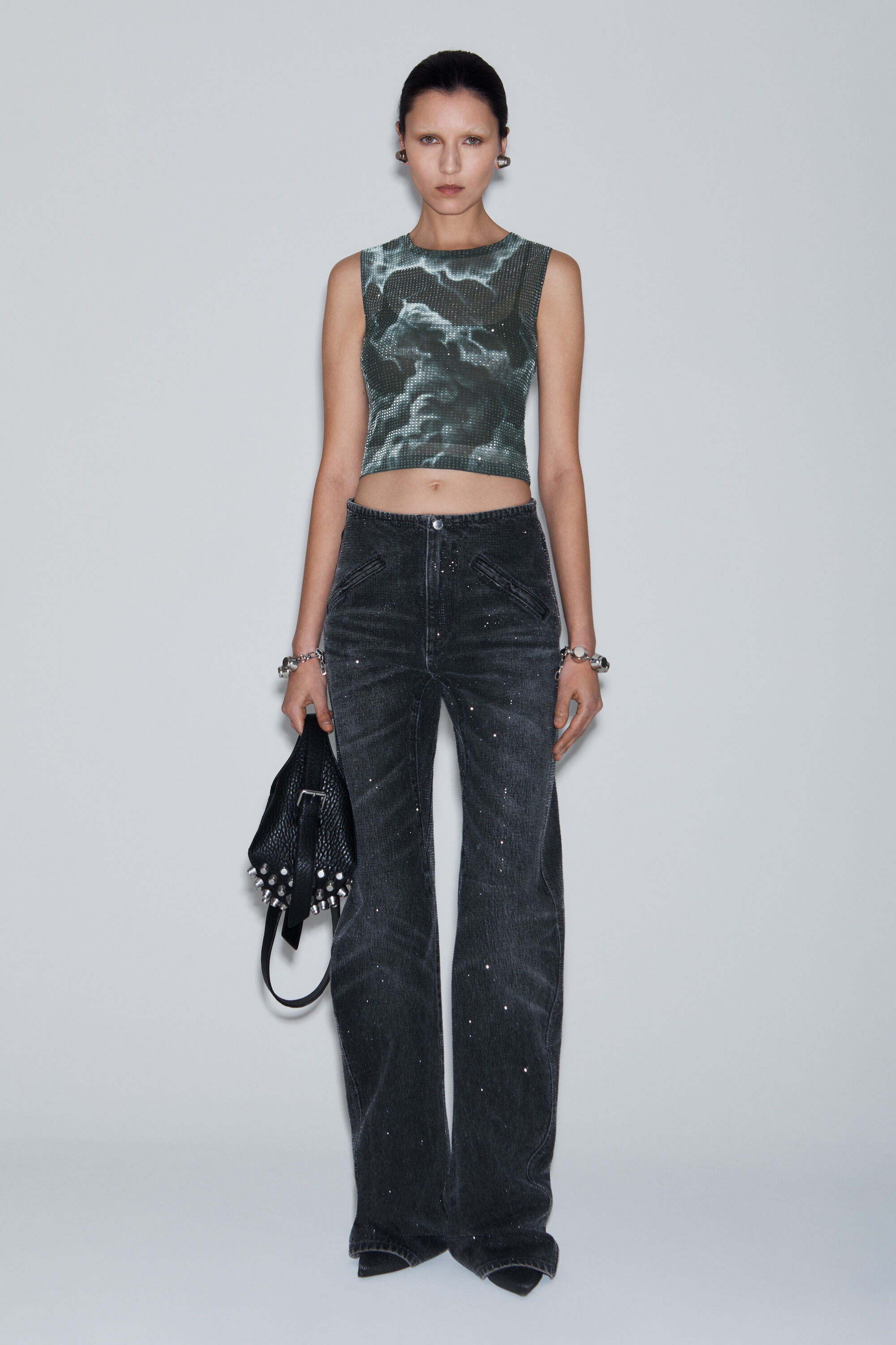 Alexander Wang クリスタル ホットフィックス チューブスカート Crystal Hotfix Tube Skirt in Organic Cotton Terry in WASHED