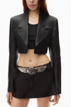 Alexander Wang black cropped blazer in linen chintz