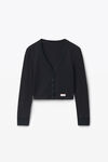 Alexander Wang black 华夫纹针织水晶烫钻长袖开衫