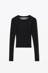 alexander wang long sleeve top in gauzy mesh black