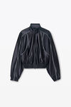 Alexander Wang navy grey 光泽罗缎平纹针织布解构式运动夹克