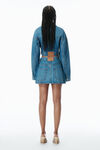 Alexander Wang deep blue distressed denim wrap skirt